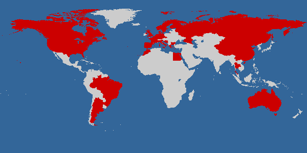 Map of countries I have been to
